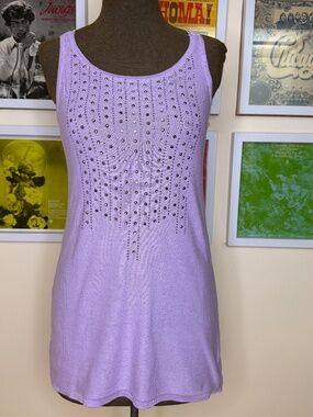 Y2K Lilac Studded Knit Tank – Glam Soft Girl Sparkle Top